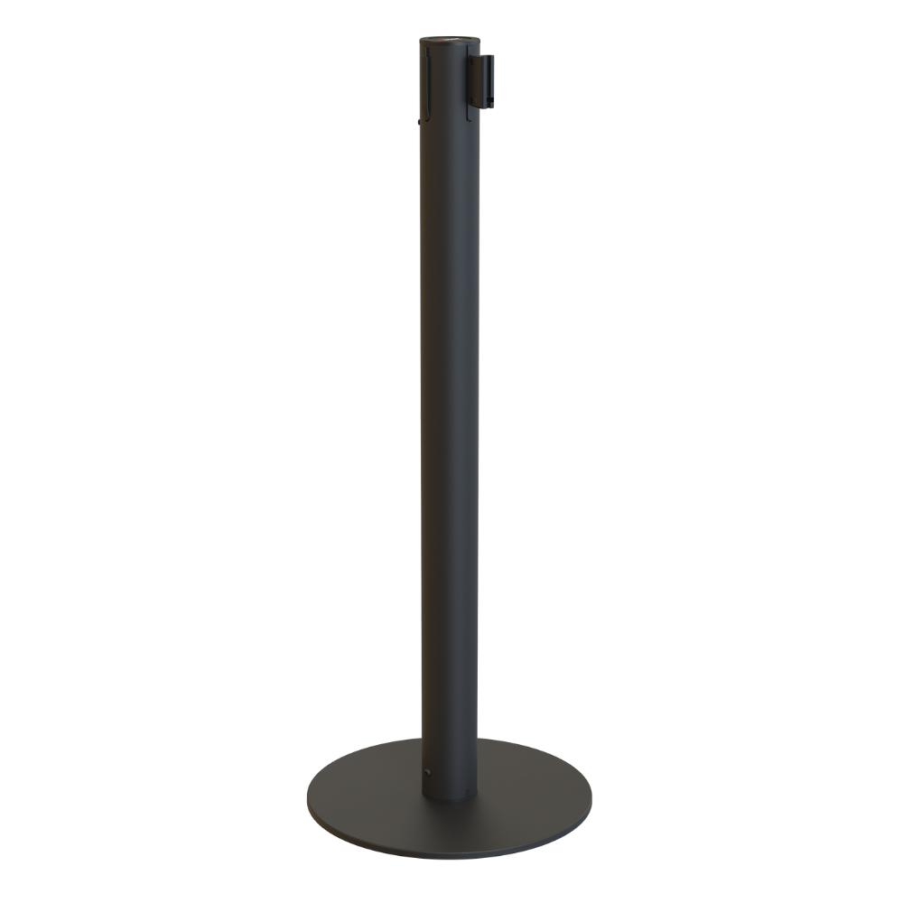 POSTE NEGRO CON CINTA AZUL DE 3 METROS.