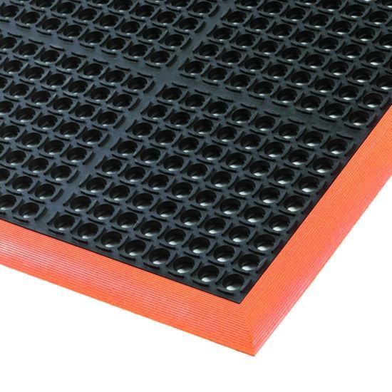 Alfombra Antifatiga Safety Stance Zonas Húmedas Negro/Naranja 97Cm X 163Cm.