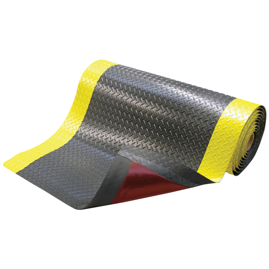 Alfombra Antifatiga Adhesiva Cushion Trax De Uso Intensivo Negro / Amarillo. L 122. Por Metro.