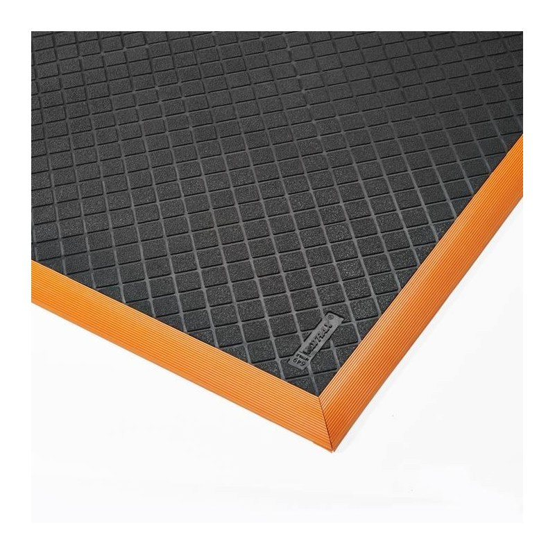 Alfombra Antifatiga Safety Stance Solid, Zonas Secas, Negra/Naranja 66Cm X 102Cm.