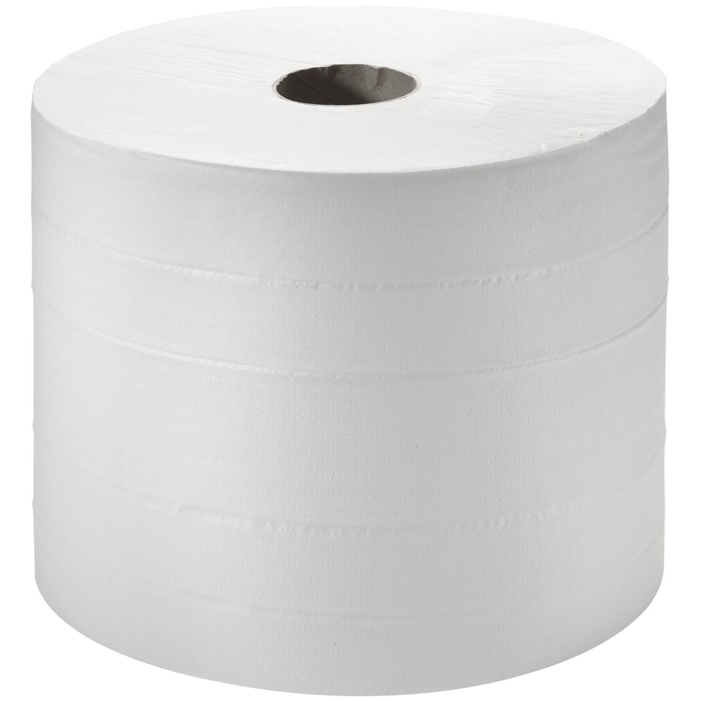 LOTE DE 2 ROLLOS DE PAPEL DE LIMPIEZA BLANCO CON 1500 HOJAS GOFRADAS.