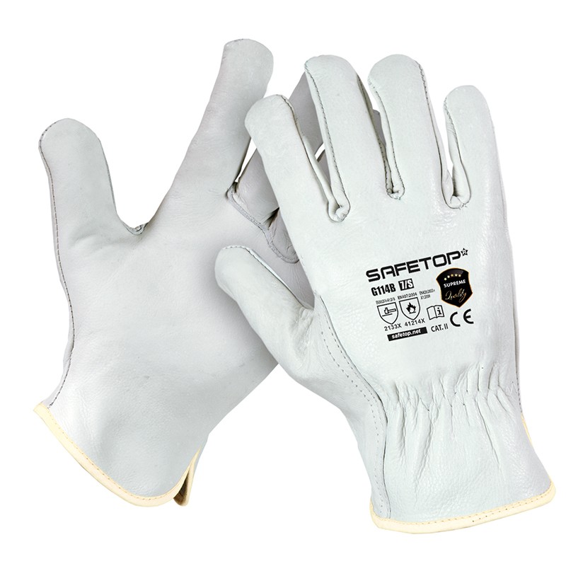 BRION SUPREM, guante piel flor blanco 100ºC T. 7-11