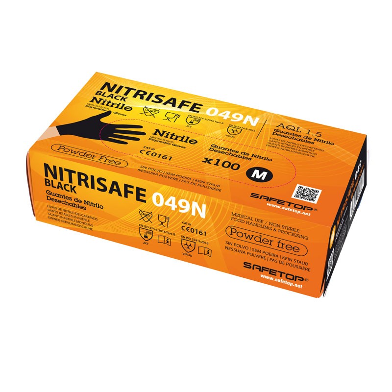 NITRISAFE BLACK, guante desechable Negro-pack 100 ud