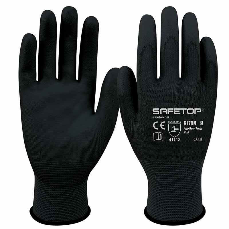 FEATHER TASK, guante sintético poliuretano negro