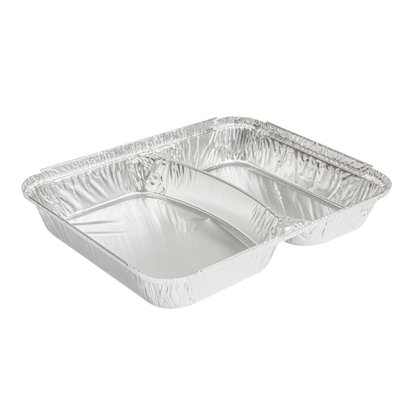 RECIPIENTES 2 COMPARTIMENTOS 520/530 ML 22,7x17,7x3 CM ALUMINIO (800 UNID.)