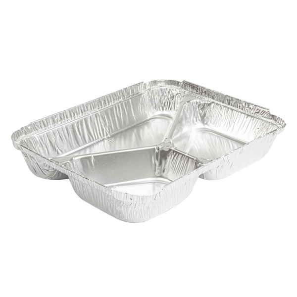 RECIPIENTES 3 COMPARTIMENTOS 380/220/166 ML 22,7x17,7x3 CM ALUMINIO (800 UNID.)