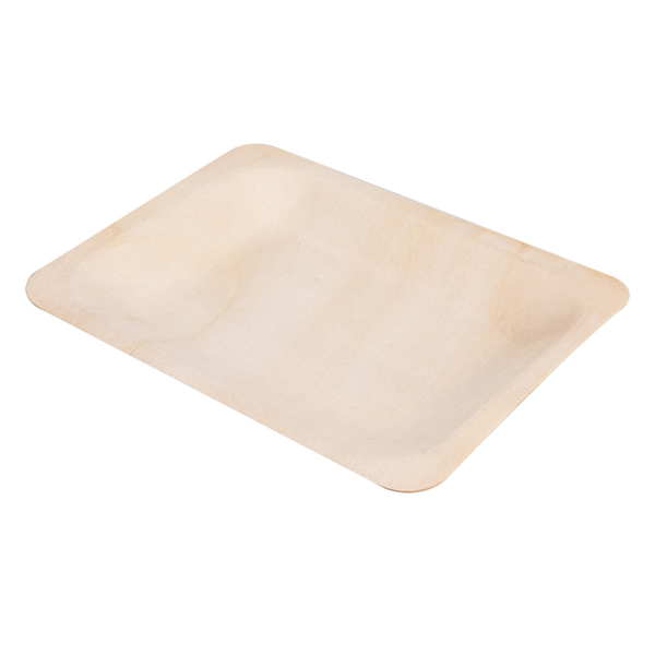BANDEJAS RECTANGULARES 'WOOD' 12x9,5x1,2 CM NATURAL MADERA (50 UNID.)