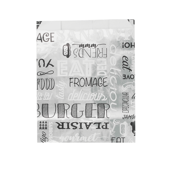 BOLSAS PARA FRITOS 'PAROLE' 35+20 G/M2 12+6x14 CM PLATEADO PERGAMINO + ALUMINIO (500 UNID.)