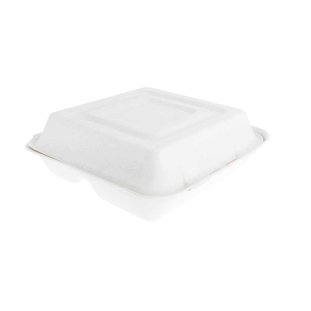 Conchas "L" 3 Compart. 'Bionic' 25X25X7,5 Cm Blanco Bagazo (250 Unid.)