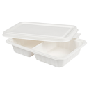 Bandejas 2 Compart + Tapa 'Bionic' 800 Ml 23,3X14,6X6 Cm Blanco Bagazo (400 Unid.)