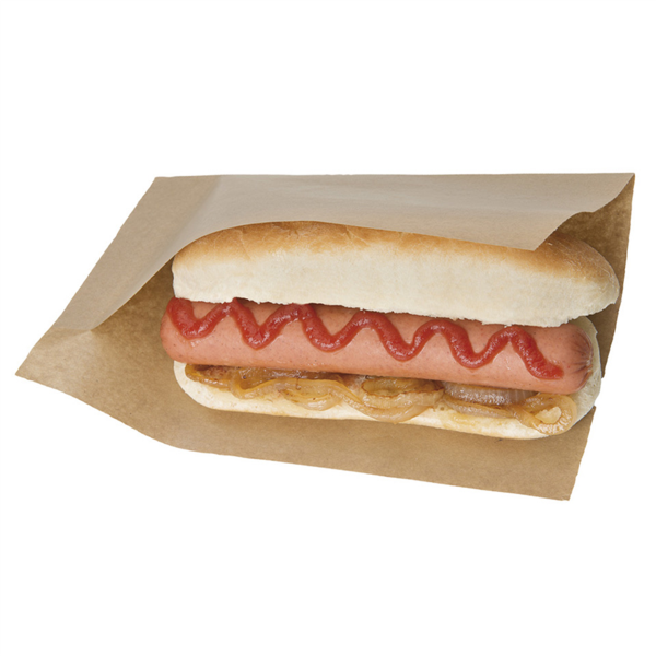 BOLSAS ABIERTAS PINCHOS, HOT DOGS 'OPEN PACK' 35 G/M2 + 10 LDPE 20x13/10 CM NATURAL KRAFT (100 UNID.)