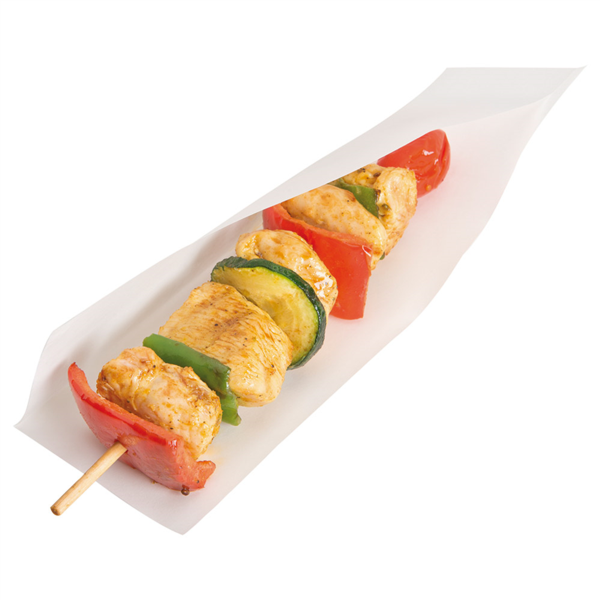 BOLSAS ABIERTAS PINCHOS, HOT DOGS 'OPEN PACK' 50 G/M2 + 20 LDPE 22x7,6 CM BLANCO KRAFT (100 UNID.)