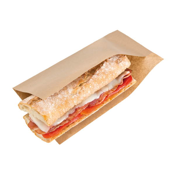 BOLSAS ABIERTAS PINCHOS, HOT DOGS 'OPEN PACK' 35 G/M2 + 10 LDPE 25x13/10 CM NATURAL KRAFT (100 UNID.)