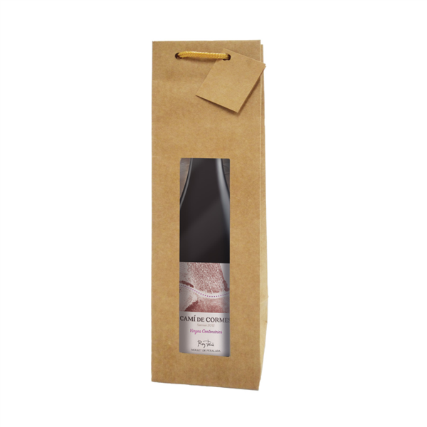 10 U. BOLSAS PORTA BOTELLAS CON VENTANA 175 g/m2 9,2+8,8x38 CM NATURAL KRAFT (10 UNID.)