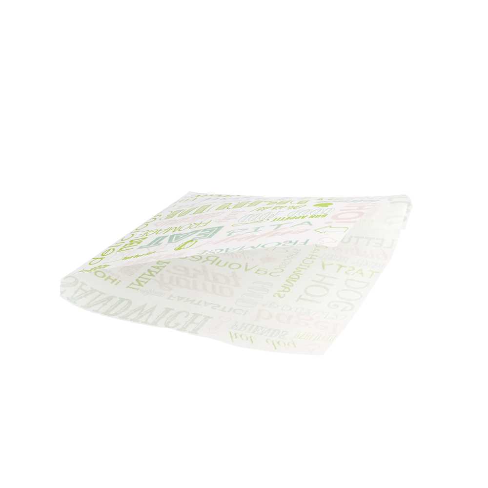 PAPEL ANTIGRASAS ABIERTO 2 LADOS FAST FOOD 'PAROLE' 35 G/M2 16x16,5 CM BLANCO PERG. ANTIGRASAS (500 UNID.)