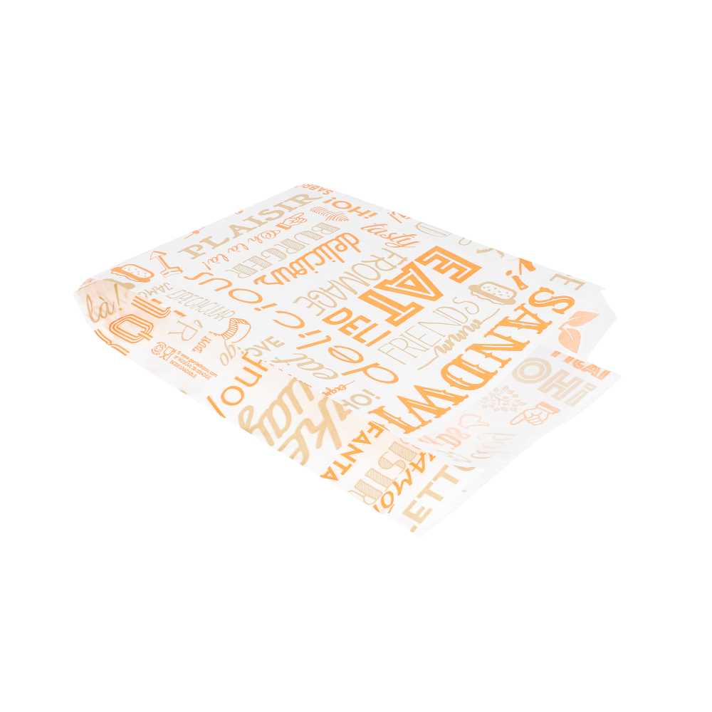 BOLSAS HAMBURGUESAS 'PAROLE' 35 G/M2 12+7x18 CM NARANJA PERG. ANTIGRASAS (500 UNID.)