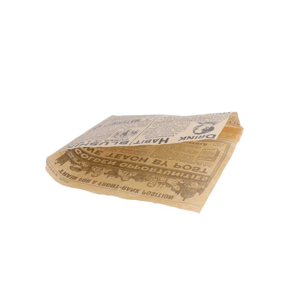 PAPEL ANTIGRASAS ABIERTO 2 LADOS FAST FOOD 'TIMES' 32 G/M2 16x16,5 CM NATURAL PERG. ANTIGRASAS (500 UNID.)