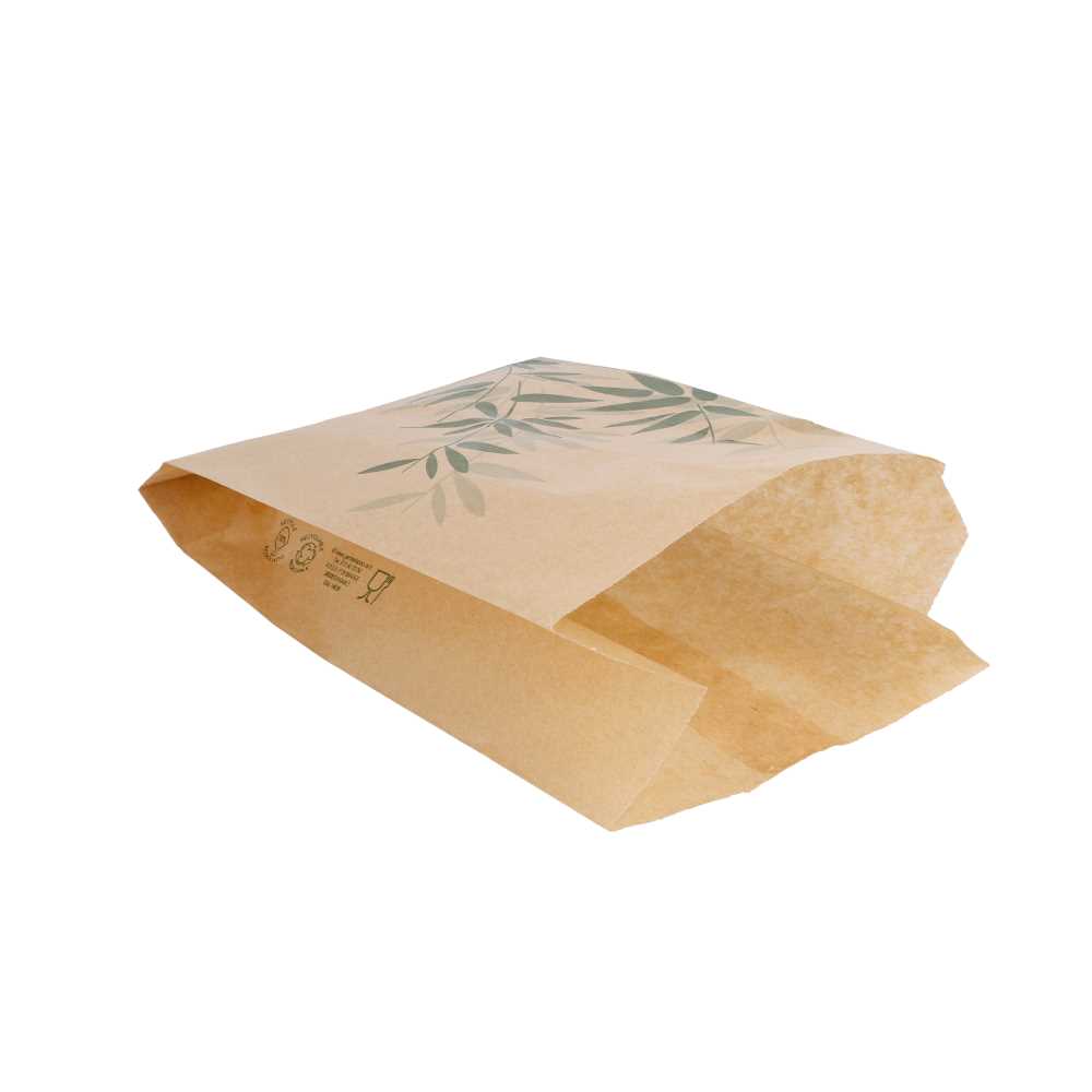 BOLSAS PARA HAMBURGUESAS 'FEEL GREEN' 32 G/M2 12+7x18 CM NATURAL PERG. ANTIGRASAS (500 UNID.)