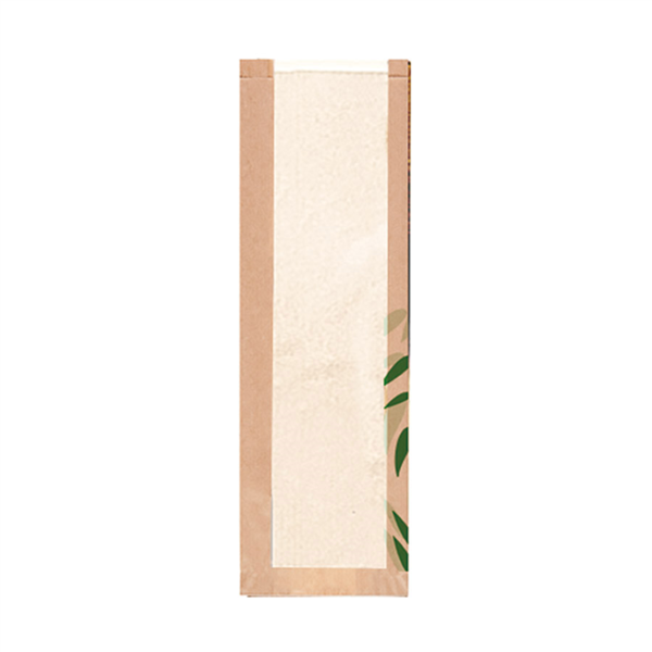 BOLSAS PAN CON VENTANA "CLASSIC" 'FEEL GREEN' 32 G/M2 14+4x60 CM NATURAL KRAFT (250 UNID.)