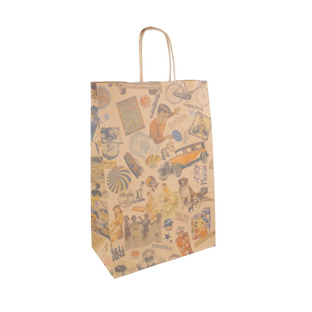 Bolsas Sos Con Asas 'Vintage' 80 G/M2 20+10X29 Cm Natural Kraft (250 Unid.)