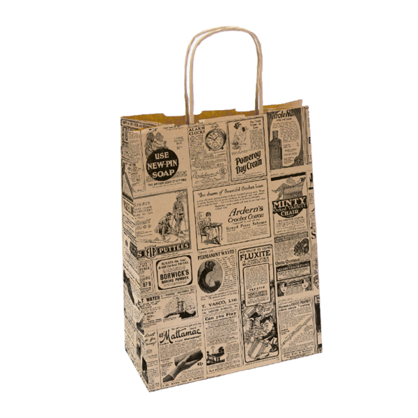 BOLSAS SOS CON ASAS 'TIMES' 80 G/M2 26+14x32 CM NATURAL KRAFT (250 UNID.)