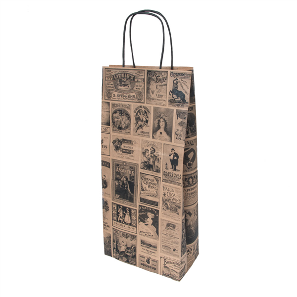 Bolsas Sos Con Asas 2 Botellas 'Bacchus' 100 G/M2 18+10X39 Cm Natural Kraft (250 Unid.)