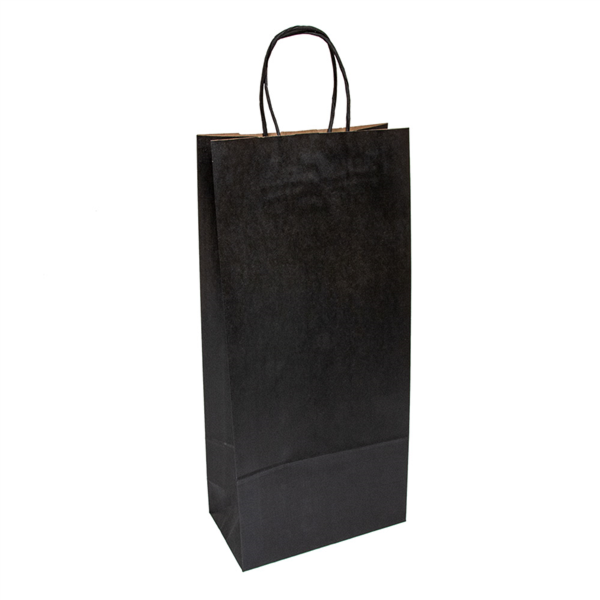 Bolsas Sos Con Asas 2 Botellas 100 G/M2 18+10X39 Cm Negro Kraft (250 Unid.)