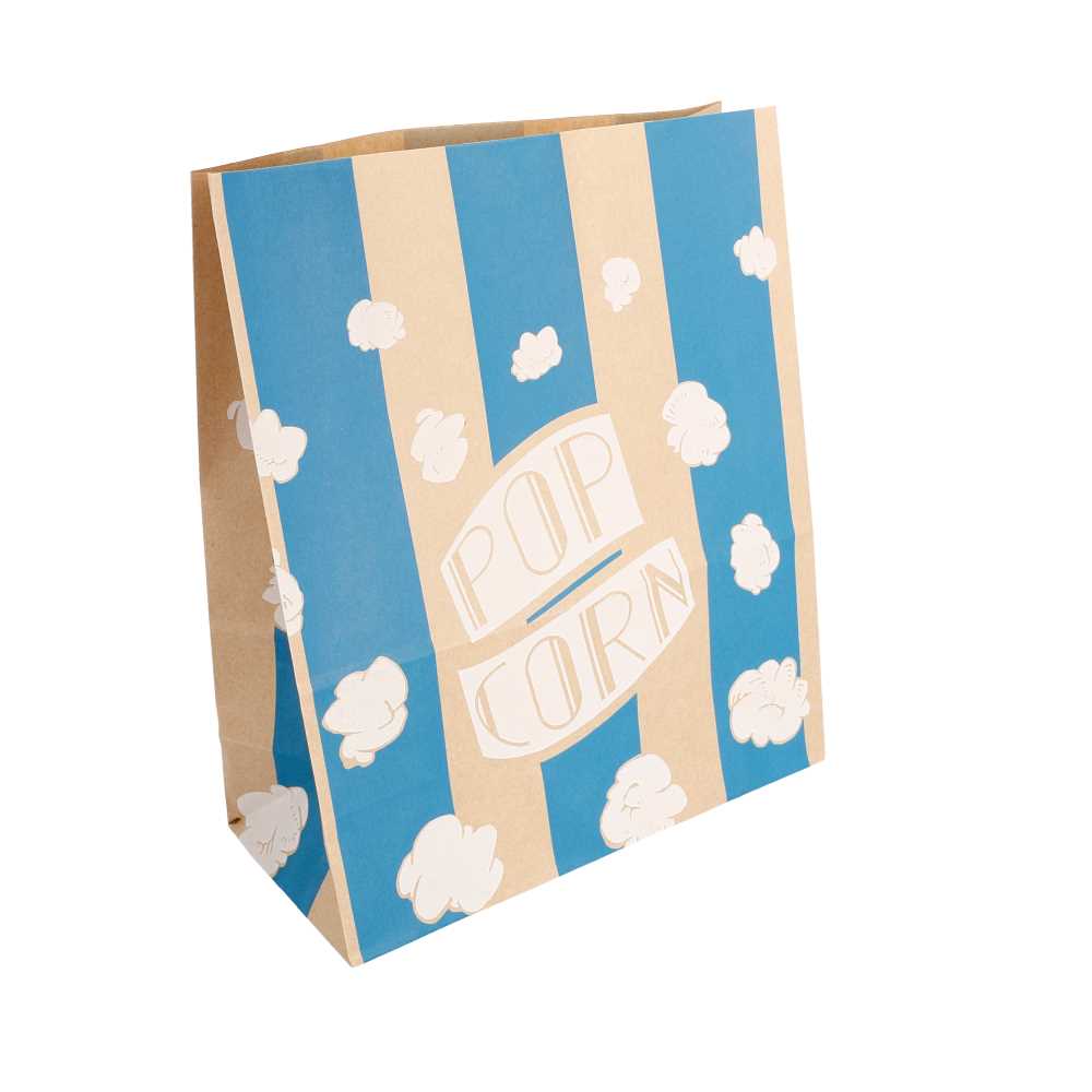 BOLSAS SOS POP CORN 'STRIPES' 3,8 L-130 OZ 70 G/M2 20+9x23,5 CM NATURAL PERG. ANTIGRASAS (500 UNID.)