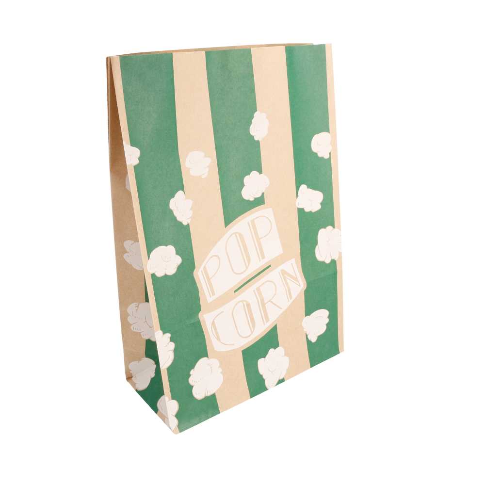 BOLSAS SOS POP CORN 'STRIPES' 5 L-170 OZ 70 G/M2 20+9x29,5 CM NATURAL PERG. ANTIGRASAS (500 UNID.)