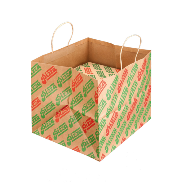Bolsas Sos Para Cajas Pizza 'Pizza' 37+33X32 Cm Natural Kraft (100 Unid.)