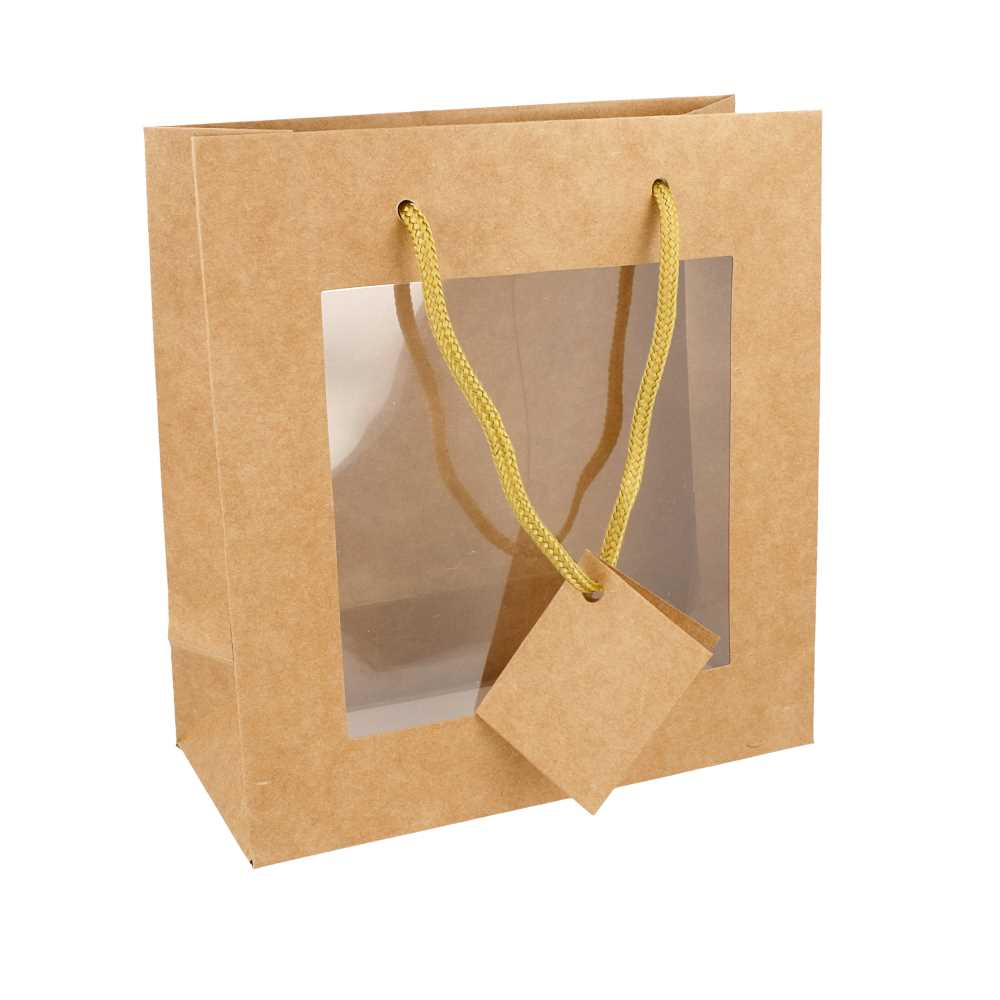 10 U. BOLSAS CON VENTANA 18+8x19 CM NATURAL KRAFT (10 UNID.)