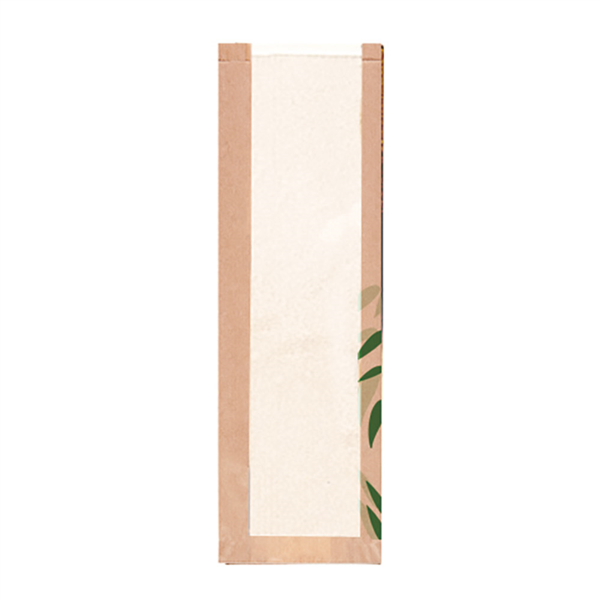 BOLSAS PAN CON VENTANA ECO 'FEEL GREEN' 32 G/M2 14+4x48 CM NATURAL KRAFT (250 UNID.)