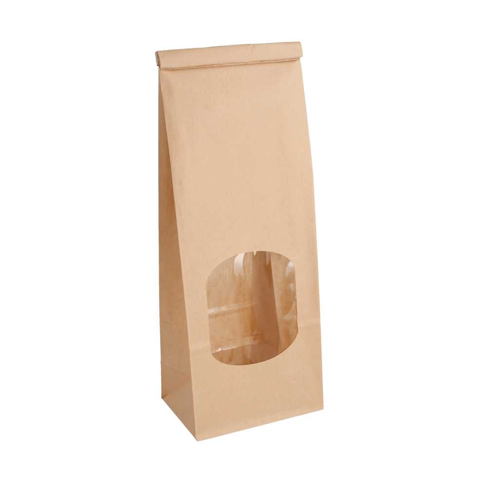 BOLSAS SOS AUTOCIERRE CON VENTANA 1300 GR 60 G/M2 + 25µ OPP 9+6x25 CM NATURAL KRAFT (500 UNID.)