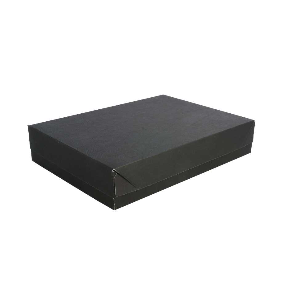 Bandejas + Tapa 'Thepack' 230 G/M2 23X17X4,5 Cm Negro Cartón Ondulado Nano-Micro (200 Unid.)