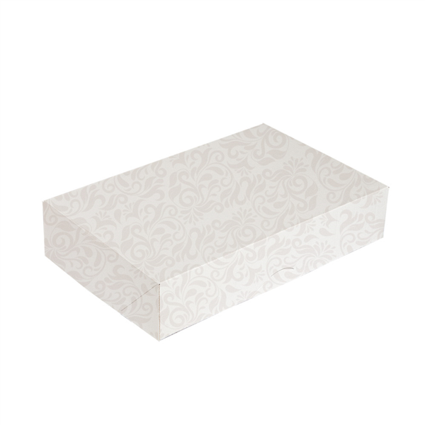 CAJAS CATERING, PLANA 'THEPACK DAMASCO' 310 G/M2 46x35x6 CM BLANCO CARTÓN ONDULADO NANO-MICRO (100 UNID.)