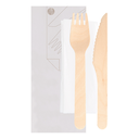 Set 3/1 Tenedor, Cuchillo, Servilleta 'Makan' 16 Cm Natural Madera (100 Unid.)