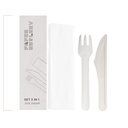 SET 3/1 TENEDOR, CUCHILLO, SERVILLETA 'PAPER CUTLERY' 15,8 CM BLANCO PAPEL (100 UNID.)