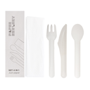 SET 4/1 TENEDOR, CUCHILLO, CUCHARA, SERVILLETA 'PAPER CUTLERY' 15,8 CM BLANCO PAPEL (100 UNID.)