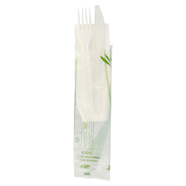 Set 3/1 Tenedor, Cuchillo, Servilleta 18 Cm Blanco Cpla (500 Unid.)