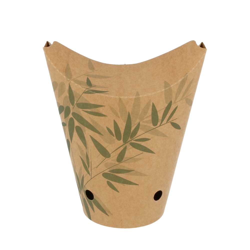 VASOS FRITAS CON CIERRE 'FEEL GREEN' 16 OZ - 480 ML 200 + 25PE G/M2 8,5x14 CM MARRÓN CARTONCILLO (50 UNID.)