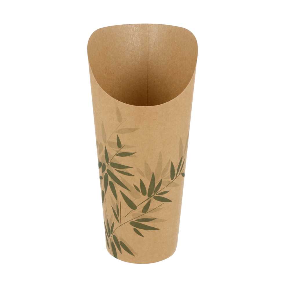 VASOS FRITAS ABIERTOS 'FEEL GREEN' 22 OZ - 660 ML 200 + 25PE G/M2 Ø8,5x18 CM MARRÓN CARTONCILLO (50 UNID.)