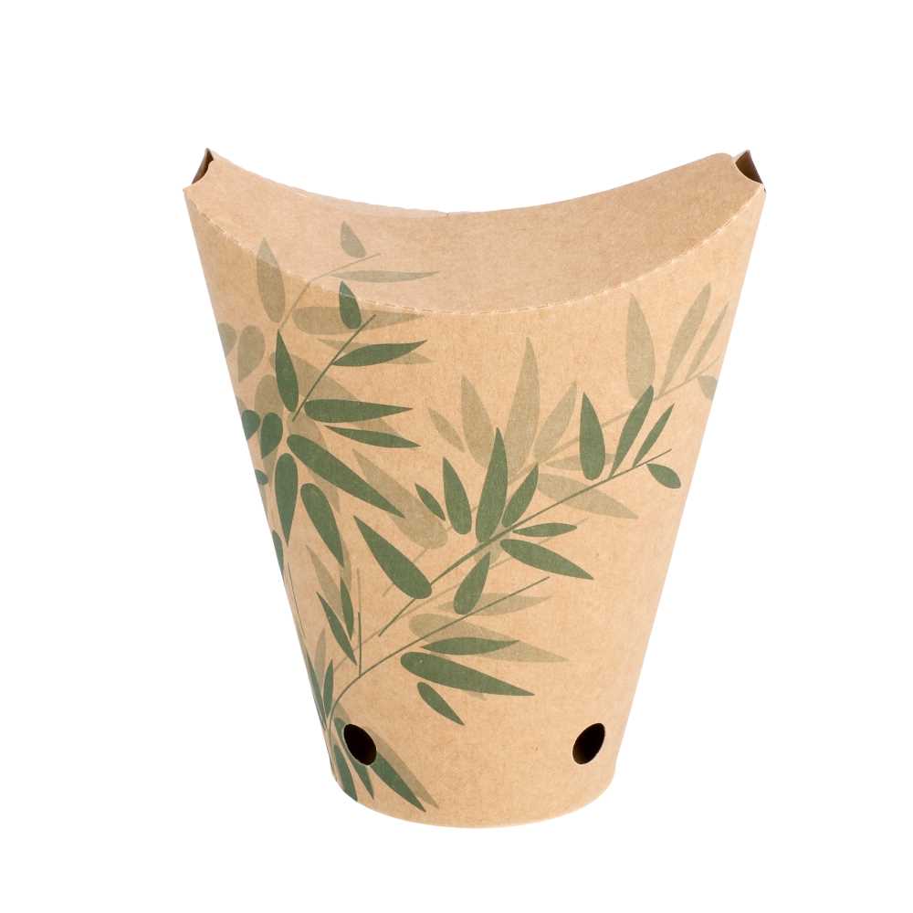 VASOS FRITAS CON CIERRE 'FEEL GREEN' 12 OZ - 360 ML 200 + 25PE G/M2 6,7x12,5 CM MARRÓN CARTONCILLO (100 UNID.)