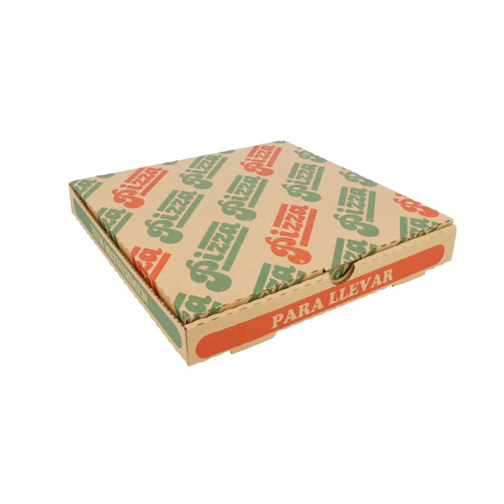 CAJAS DE PIZZA MICROCANAL 350 G/M2 24x24x3 CM NATURAL CARTÓN (100 UNID.)