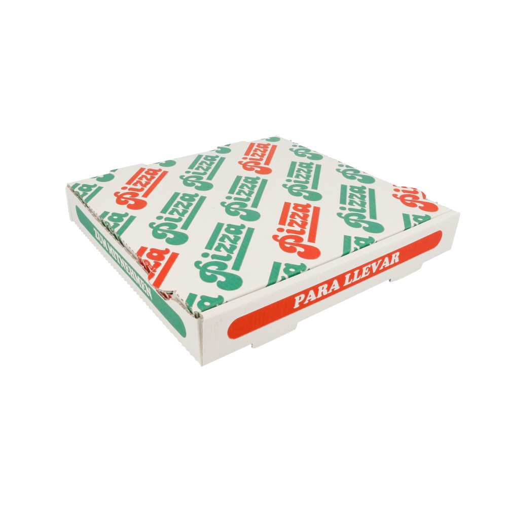 CAJAS DE PIZZA MICROCANAL 348 G/M2 26x26x4 CM BLANCO CARTÓN (100 UNID.)