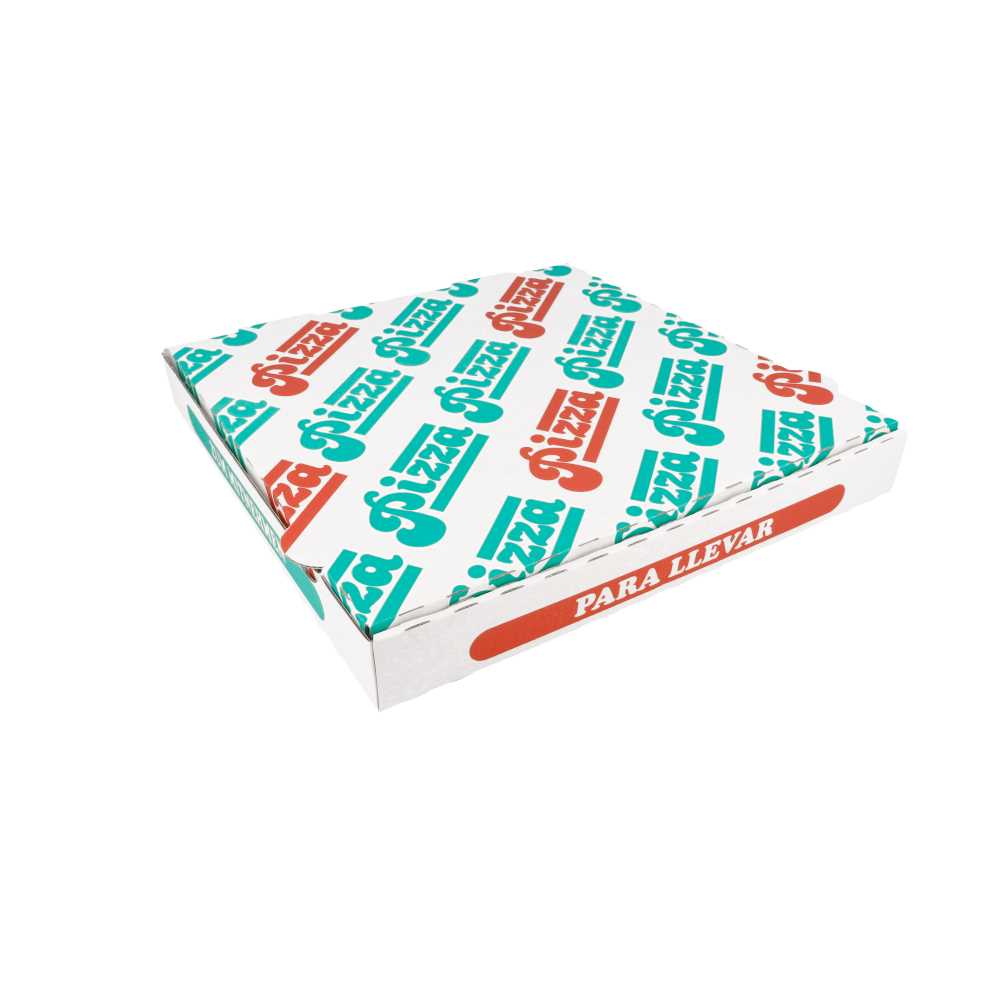 CAJAS PIZZA MICROCANAL 348 G/M2 29x29x3,5 CM BLANCO CARTÓN (100 UNID.)