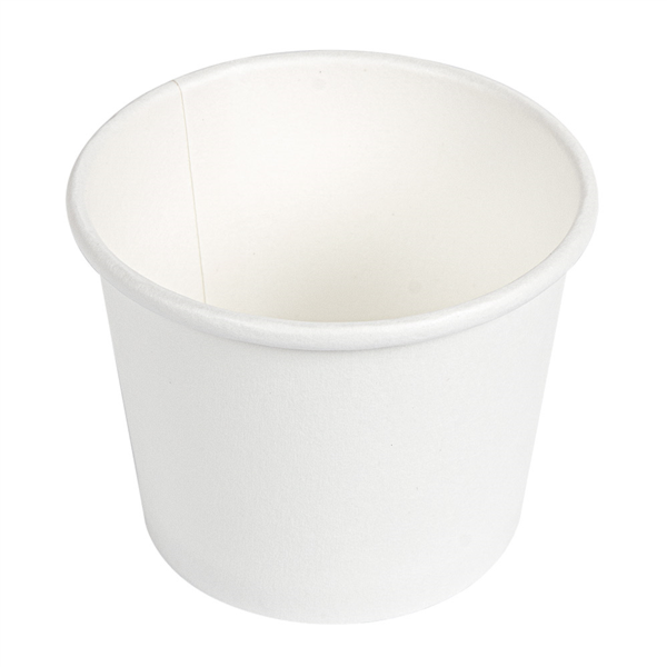 PEQUEÑAS TARRINAS 80 ML (2,6 oz) 210 + 18 PE G/M2 Ø6,15/4,75x4,8 CM BLANCO CARTONCILLO (1000 UNID.)