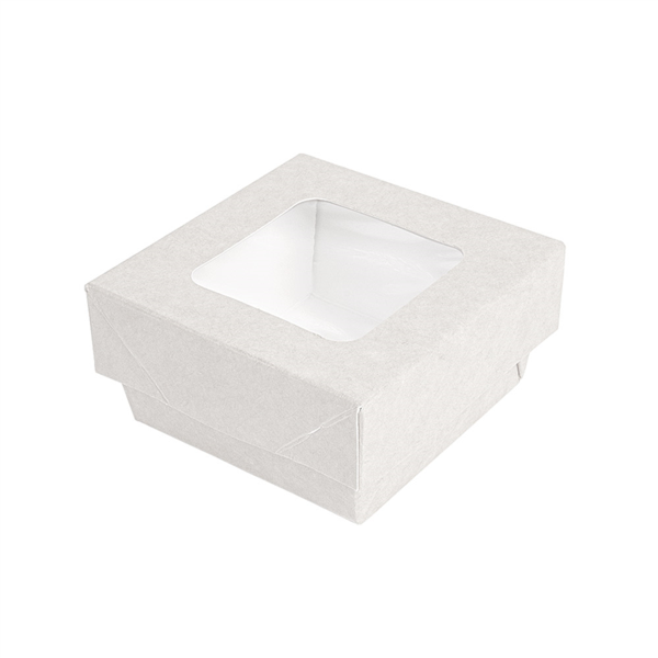 Cajitas+Tapas Con Ventana 200 Ml - 6,6 Oz 300 + 15 Pe G/M2 7X7X4 Cm Blanco Cartoncillo (250 Unid.)