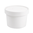 TARRINAS + TAPAS 240 ML - 8 oz 300 + 18 PE G/M2 Ø9/7,5x6 CM BLANCO CARTÓN (250 UNID.)