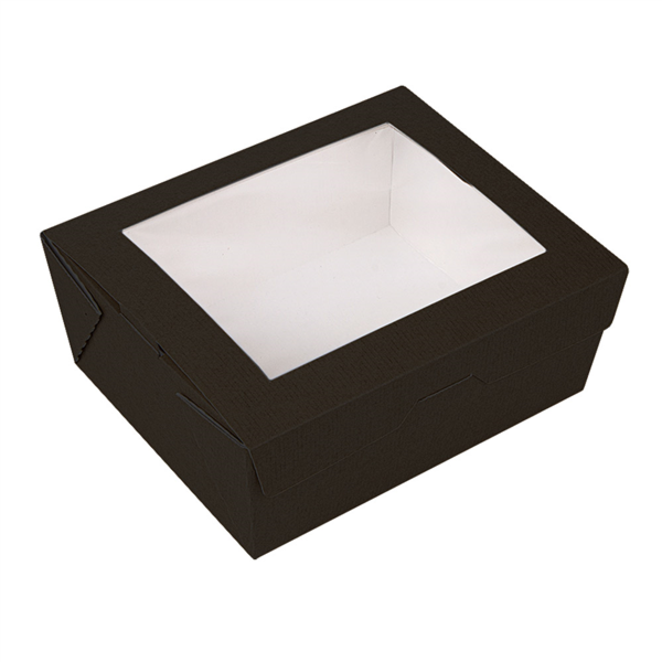CAJAS CON VENTANA 'THEPACK' 1350 ML 230 G/M2 + OPP 15,3x12,1x6,4 CM NEGRO CARTÓN ONDULADO NANO-MICRO (200 UNID.)