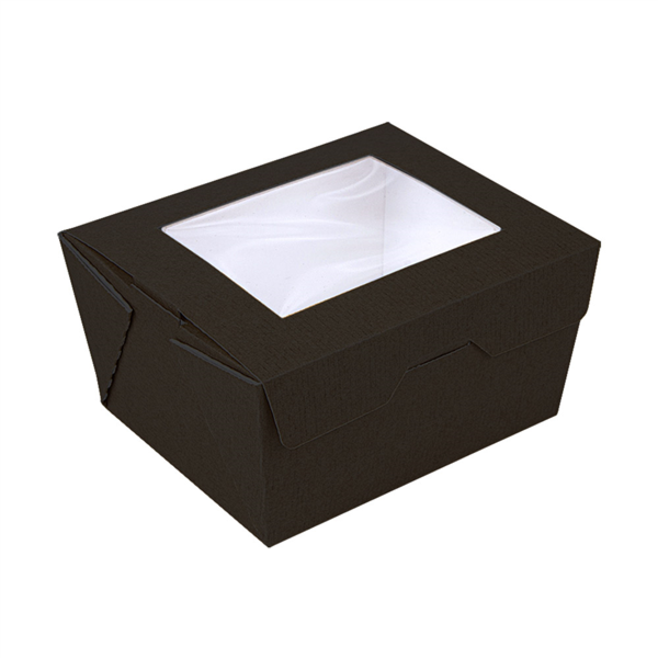 CAJAS CON VENTANA 'THEPACK' 780 ML 230 G/M2 + OPP 11,2x9x6,4 CM NEGRO CARTÓN ONDULADO NANO-MICRO (300 UNID.)